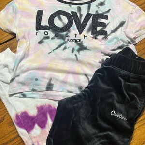 Justice Black Velour Joggers set